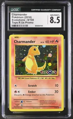Pokemon Charmander Toys R Us Stamped XY Evolutions 9/108 CGC 8.5 NM/Mint+ Pokemo - Image 1