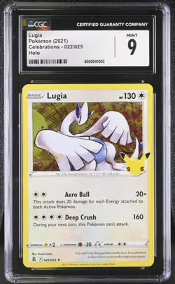 Pokemon Lugia 022/025 Celebrations 25th Anniversary Stamped CGC 9 Mint Pokemon C - Image 1