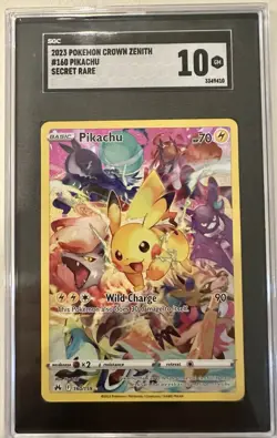 SGC 10 Gem Mint 2023 Pokemon Crown Zenith Pikachu Full Art SECRET RARE #160/159 - Image 1