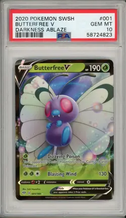 2020 Pokemon SWSH Darkness Ablaze Butterfree V #001 PSA 10 - Image 1
