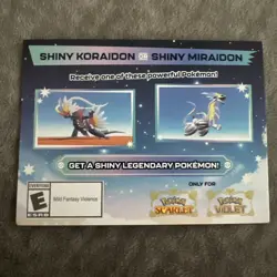 Pokemon Scarlet And Violet Serial Codes Shiny Koraidon or Miraidon UNSCRATCHED! - Image 1