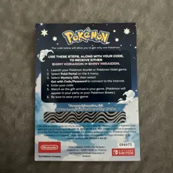 Pokemon Scarlet And Violet Serial Codes Shiny Koraidon or Miraidon UNSCRATCHED! - Image 2