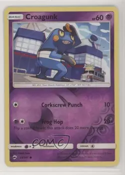 Croagunk Reverse Foil Pokemon Sun & Moon Burning Shadows #54 - Image 1