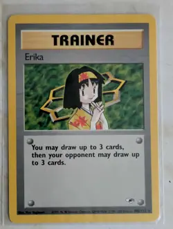Pokemon TCG Erika Rare Trainer Card 100/132 Gym Heroes Series NM - Image 1