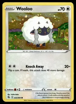 Wooloo 222/264 Cosmos Holo Promo Fusion Strike Pokemon TCG Card NM - Image 1