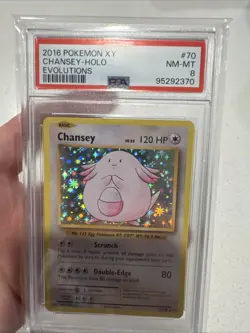 2016 Pokemon XY Chansey Holo Evolutions PSA 8 #70 Card - Image 1