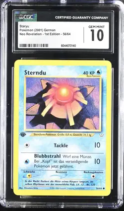 CGC 10 GEM MINT Staryu Neo Revelation 1st Edition 56/64 GERMAN Pokemon Card - Image 1