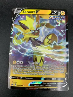 Zeraora V 053/198 ULTRA RARE SWSH Chilling Reign Pokemon Card NM Holo 2021 - Image 1