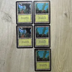 MTG x5 Forest (B) and (A) Alpha Edition Basic Land Magic The Gathering - Image 1