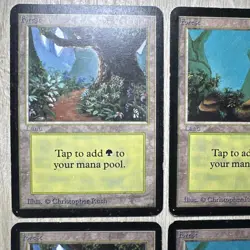 MTG x5 Forest (B) and (A) Alpha Edition Basic Land Magic The Gathering - Image 2