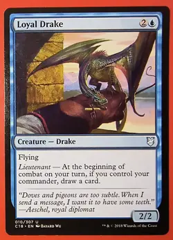 MTG, COMMANDER 2018, LOYAL DRAKE, UNCOMMON # 010/307, C18, REGULAR, NM, - Image 1