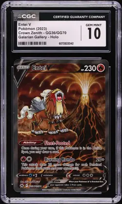 2023 Pokemon Sword & Shield Crown Zenith Alt Art Entei V #GG36 CGC 10 GEM MINT - Image 1