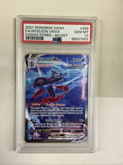 Inteleon 266/264 PSA 10 - Fusion Strike - VMAX - Pokemon TCG SWSH Alt Art - Image 1