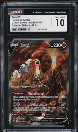 2023 Pokemon Sword & Shield Crown Zenith Alt Art Entei V #GG36 CGC 10 GEM MINT - Image 1