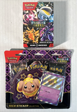 NEW Sealed Pokemon Paldean Fates LOT Booster Bundle & Tech Sticker Collection - Image 1