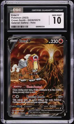 2023 Pokemon Sword & Shield Crown Zenith Alt Art Entei V #GG36 CGC 10 GEM MINT - Image 1