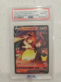 2021 Lance's Charizard v SWSH133 Pokemon Celebrations Black Star Promo PSA 10! - Image 1