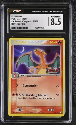 CGC 8.5 Charizard 2007 EX Power Keepers 6/108 Reverse Holo Stamped Pokemon Card - Image 1
