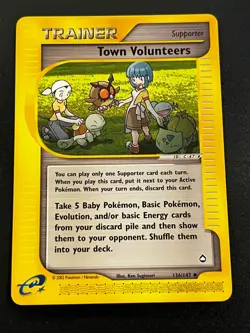 Town Volunteers 136/147 - Aquapolis Regular Vintage Pokemon TCG Card LP e-Reader - Image 1