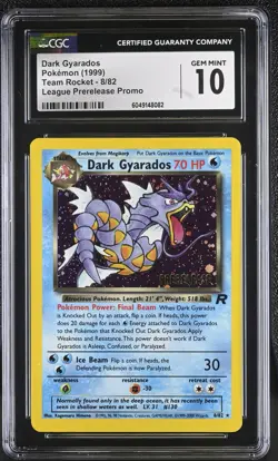 CGC 10 Pokemon 1999 Team Rocket #8/82 Dark Gyarados Prerelease Promo Holo WOTC - Image 1