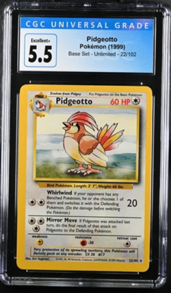 Pokemon 1999 Base Set Pidgeotto 22/102 CGC 5.5 Excellent+ [PSA] - Image 1