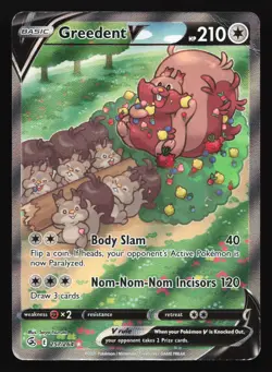 Pokemon Greedent V 257/264 Alt Art Fusion Strike Ultra Rare Full Art Holo HP - Image 1