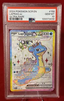 PSA 10 Lapras ex 158/142 Pokemon Stellar Crown SCR EN Ultra Rare 2024 GEM MINT - Image 1