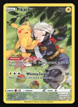 Pokemon Pikachu TG05 Lost Origin Trainer Gallery Ultra Rare Full Art Holo HP - Image 1