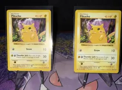Pokemon TCG Base Set Shadowless Red Cheek Pikachu Error x 2 Copies - Image 1