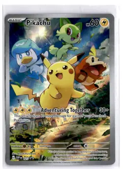 Pokemon Card - Pikachu SVP027 Black Star Promo 027 Paldea Evolved Full Art TCG - Image 1