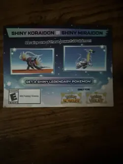Shiny Koraidon & Miraidon Pokemon Scarlet and Violet Code Card - UnScratched - Image 1