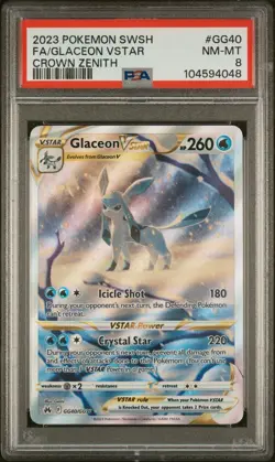 PSA 8 2023 POKEMON SWORD & SHIELD CROWN ZENITH #GG40 FULL ART GLACEON VSTAR - Image 1