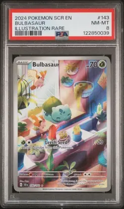 PSA 8 Bulbasaur Illustration Rare 143 Pokemon Stellar Crown - Image 1