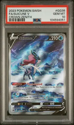 PSA 10 Gem 2023 POKEMON SWORD & SHIELD CROWN ZENITH #GG38 FULL ART SUICUNE V - Image 1