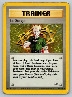 Lt. Surge Trainer - Pokemon TCG Gym Heroes Holo Rare Card 17/132 DAMAGED CREASES - Image 1