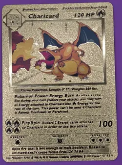 Charizard 120 HP Gold Foil Pokemon Card 4/102 Fan Art - Image 1