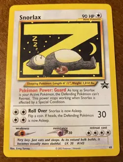 2002 Pokemon Black Star Promo Snorlax #49 WOTC Sharp! Nintendo WTC NM Card BSP - Image 1