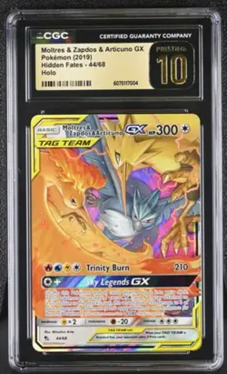 CGC 10 PRISTINE Moltres & Zapdos & Articuno GX Hidden Fates 44/68 Pokemon Card - Image 1