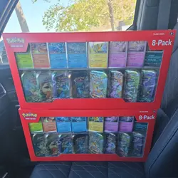 2 Pokemon TCG Prismatic Evolutions Costco 8 Mini-Tin Bundle W/ Promo Cards New - Image 1