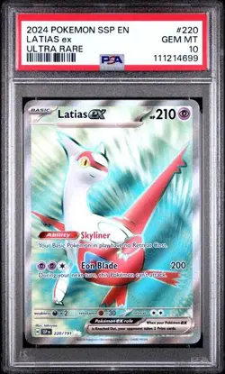 2024 POKEMON SSP EN-SURGING SPARKS ULTRA RARE #220 LATIAS EX PSA 10 - Image 1