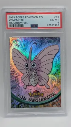 1999 Topps Pokemon T.V. #49 Venomoth Rainbow Foil Blue Logo PSA 6! - Image 1