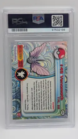 1999 Topps Pokemon T.V. #49 Venomoth Rainbow Foil Blue Logo PSA 6! - Image 2