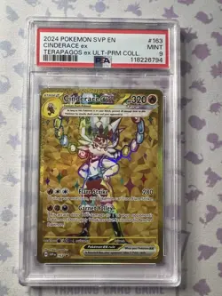 PSA 9 Gold Cinderace ex Terapagos ex UPC #163 Black Star Promo Pokemon SVP EN - Image 1