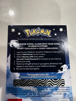 Shiny Miraidon Koraidon Code GameStop Pokemon Switch Promo NM Scarlet Or Violet - Image 2