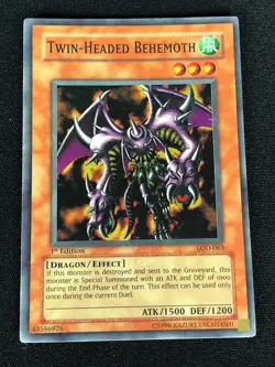 YUGIOH TWIN HEADED BEHEMOTH LOD-063 1ST SUPER (MP) - Image 1