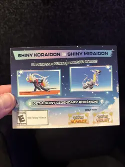 Shiny Miraidon Koraidon Code GameStop Pokemon - Physical PROMO Card- Unused Code - Image 1
