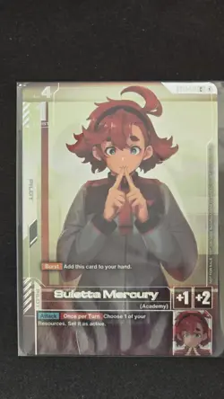 Gundam card Game ST01-011 Suletta Mercury Promo First Combat Top4 AltArt Holo - Image 1