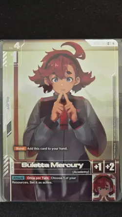 Gundam card Game ST01-011 Suletta Mercury Promo First Combat Top4 AltArt Holo - Image 2