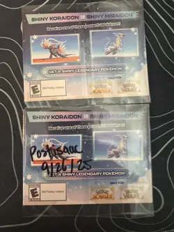 2x Shiny Koraidon & Miraidon Pokemon Scarlet Violet Code Card - Gamestop - Image 1