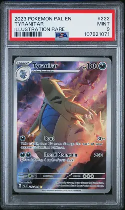 2023 POKEMON PAL EN-PALDEA EVOLVED ILLUSTRATION RARE #222 TYRANITAR PSA 9 - Image 1
